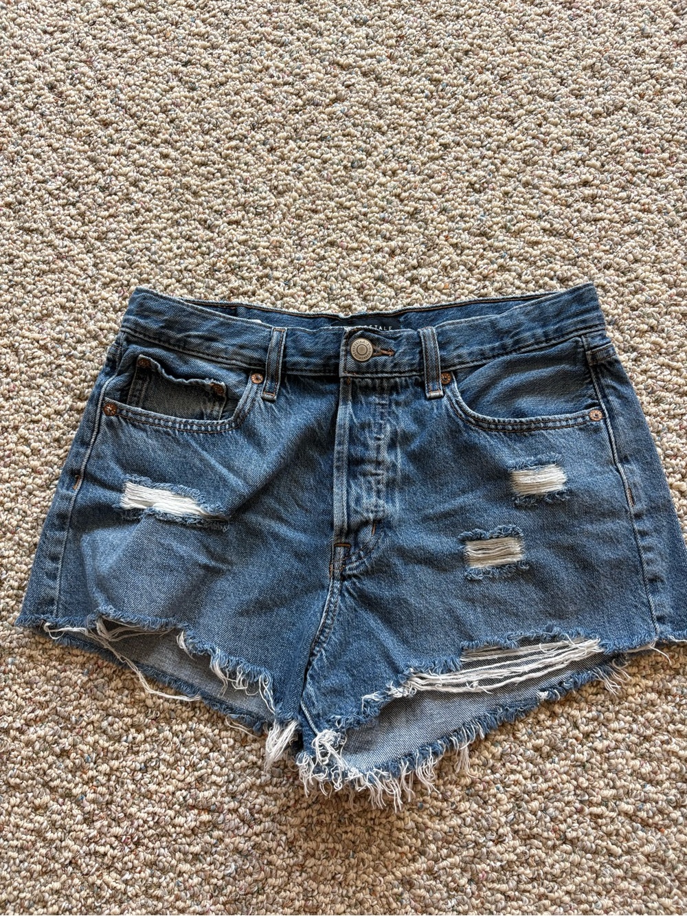 Aeropostale Distressed Dark Blue Jean Shorts